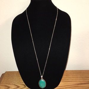 NWT Handmade Blue TurquoisePendant Silver Necklace